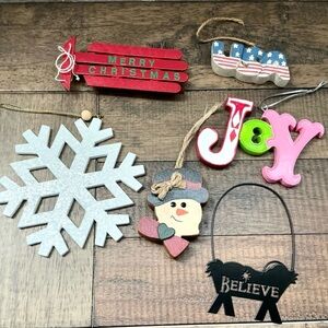 Christmas Tree Ornaments Set of 6 Variety Multicolor Holiday Decor